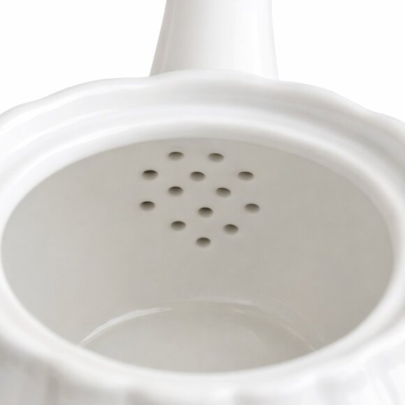 White Fluted Porcelain Teapot w/ Scalloped Rim | New Old Stock - Picture 6 of 8